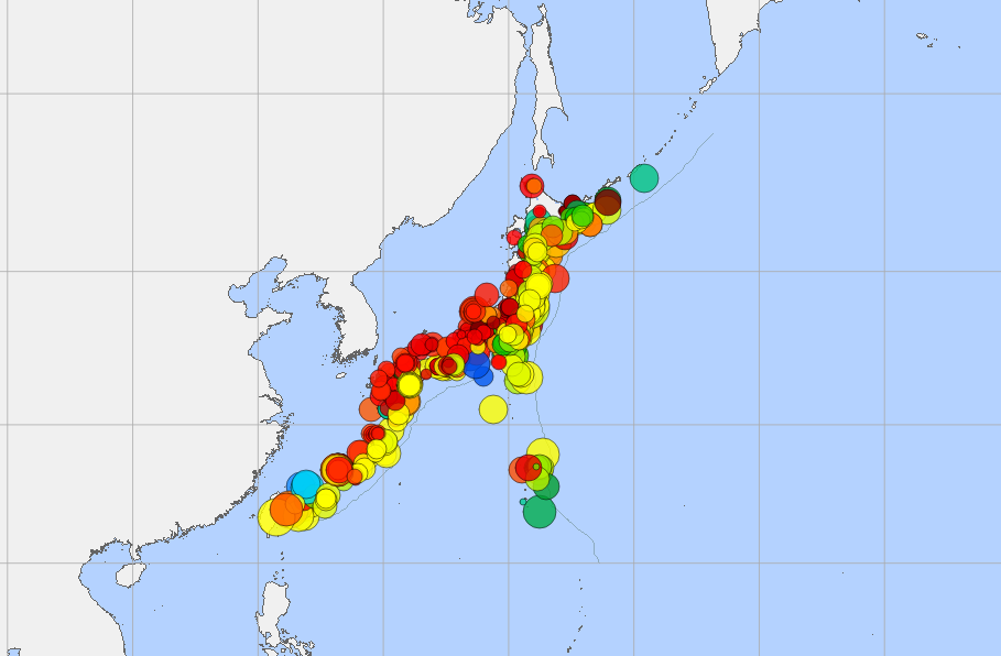 2022年前半震度1以上の地震
